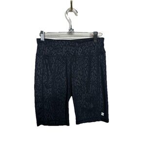 SWEATY BETTY All Day Embossed 9' Biker Shorts Black Wild Side Emboss Print S